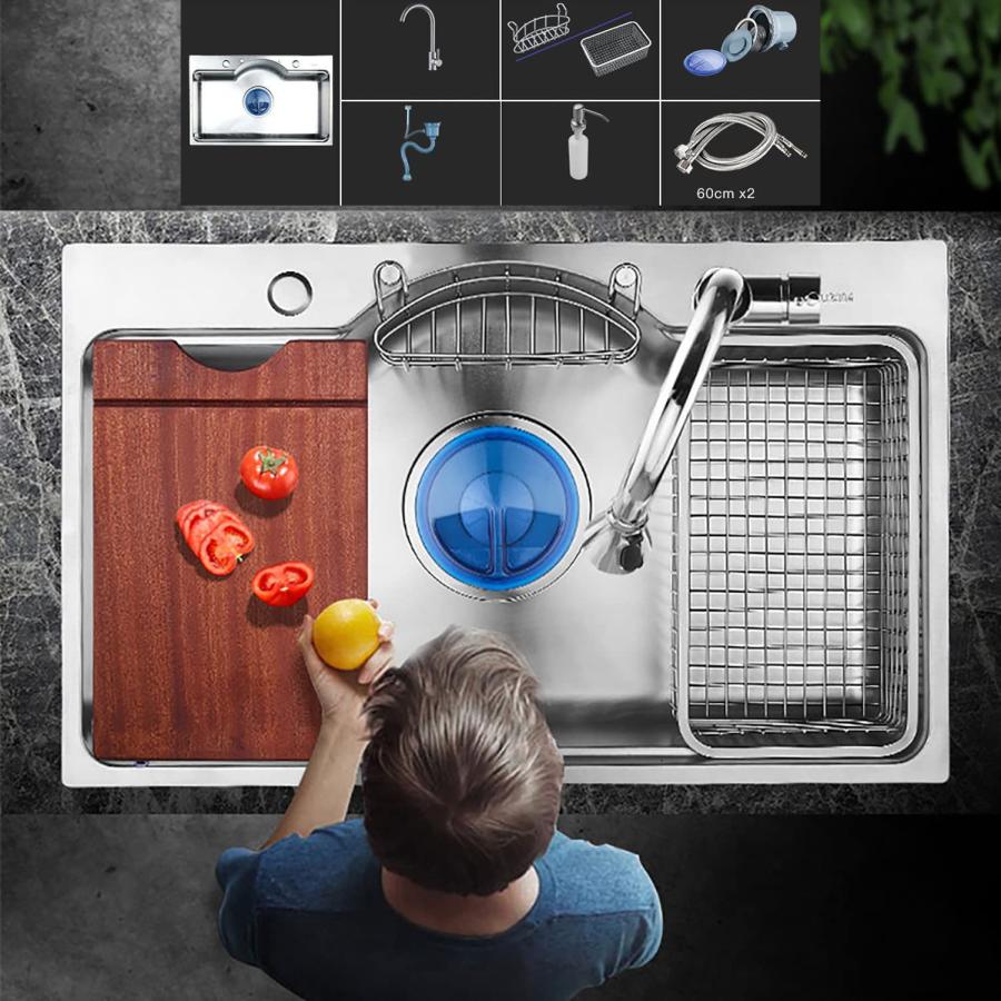 流し台 ステンレスシンク キッチンシンク ナノ技術を採用 大容量 シングルシンク 屋台 水切りカゴ付き 蛇口付き シンクアクセサリー付き家庭用 台所 屋内 タイプ 流し台 ステンレスシンク キッチンシンク ナノ技術を採用 大容量 シングルシンク 屋台 水切りカゴ付き 蛇口付き シンクアクセサリー付き家庭用 台所 屋内 タイプ