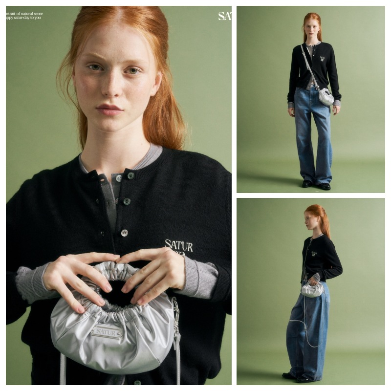 ショルダーバッグ・ポシェット SATUR Scrunchie Mini Tote & Cross Bag 4FK1866 SATUR】 SCRUNCHIE MINI TOTE & CROSS BAG : 4COLORS ショルダー