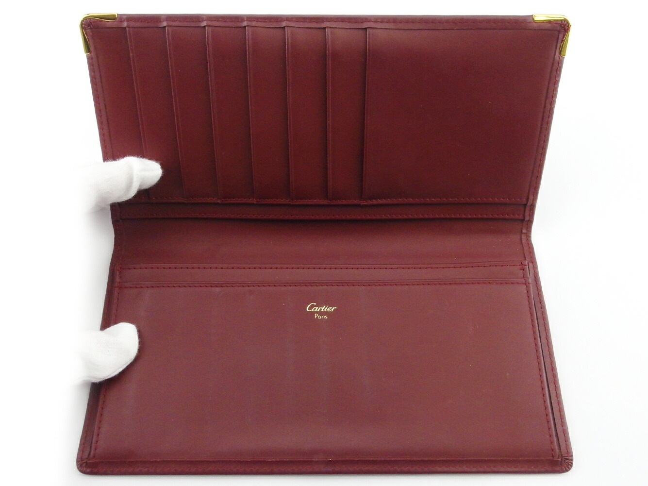 長札入れ 札入れ マストライン レディース メンズ ボルドー ゴールド 中古