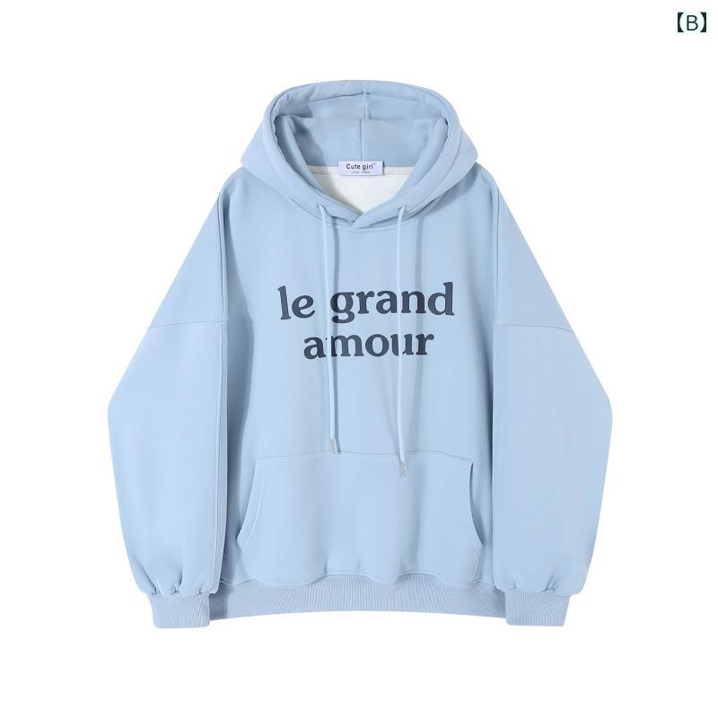 パーカー レディース カジュアル 快適 韓国 フード付き スウェットシャツ 女性用 秋冬 オーバー サイズ ハイエンド トップス ベルベット