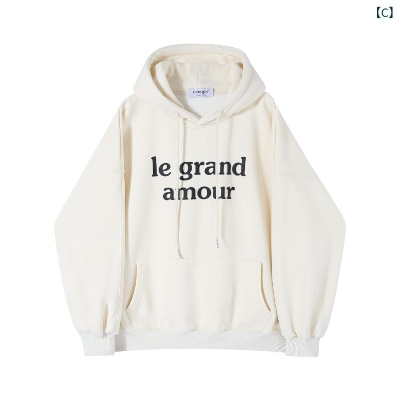 パーカー レディース カジュアル 快適 韓国 フード付き スウェットシャツ 女性用 秋冬 オーバー サイズ ハイエンド トップス ベルベット