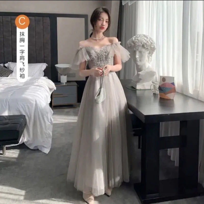 グレーの花嫁介添人ドレス 新しい花嫁介添人ドレス パーティードレス ドレス ワンピース