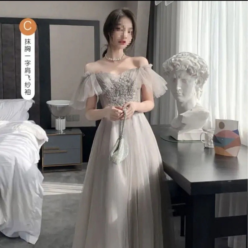 グレーの花嫁介添人ドレス 新しい花嫁介添人ドレス パーティードレス ドレス ワンピース