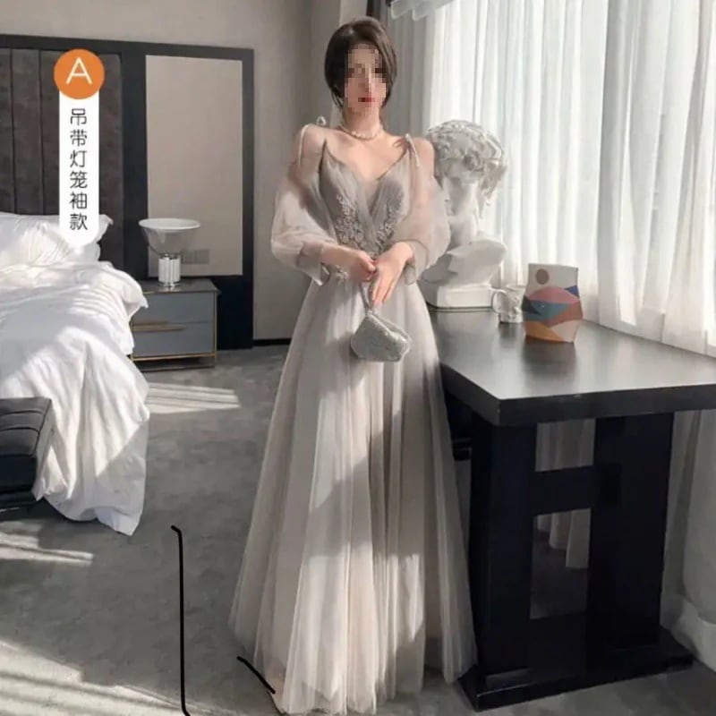 グレーの花嫁介添人ドレス 新しい花嫁介添人ドレス パーティードレス ドレス ワンピース