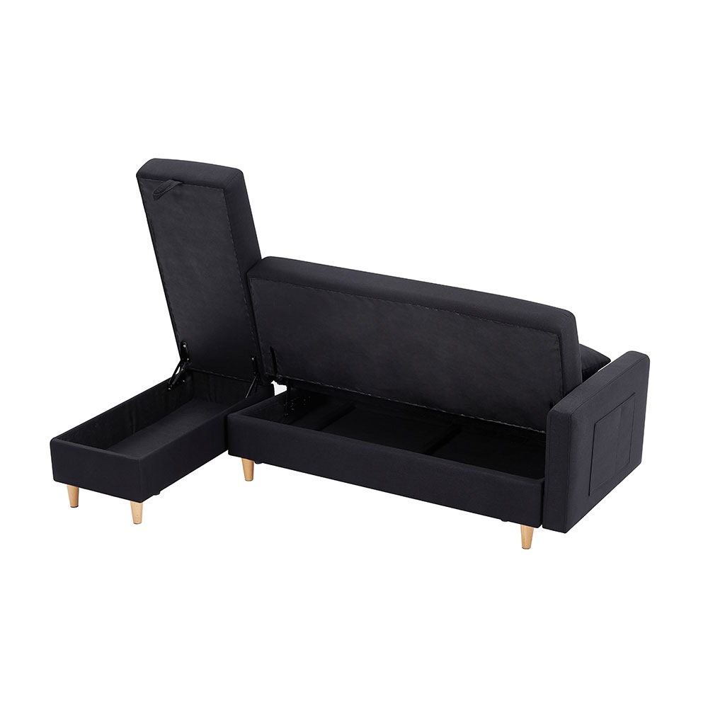 ソファ　ソファーベッド　カウチソファ　3人掛け　オットマン付き　多機能ソファ　左右側とも取り付けるアームレスト　たくさん収納　レイアウト自由　クッション2個