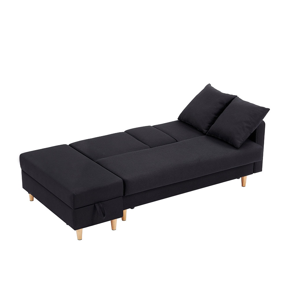 ソファ　ソファーベッド　カウチソファ　3人掛け　オットマン付き　多機能ソファ　左右側とも取り付けるアームレスト　たくさん収納　レイアウト自由　クッション2個