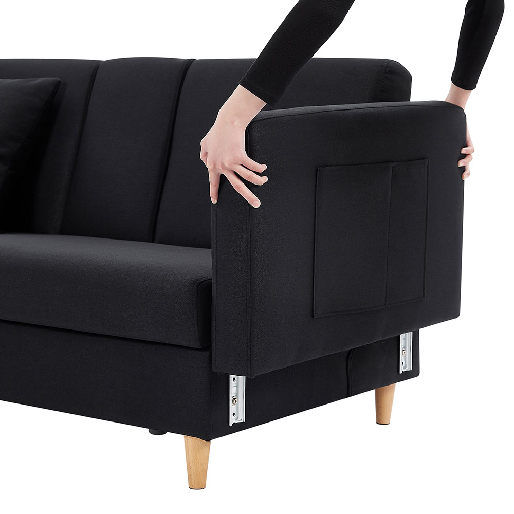 ソファ　ソファーベッド　カウチソファ　3人掛け　オットマン付き　多機能ソファ　左右側とも取り付けるアームレスト　たくさん収納　レイアウト自由　クッション2個