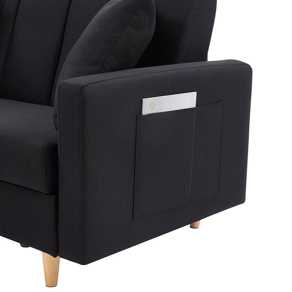 ソファ　ソファーベッド　カウチソファ　3人掛け　オットマン付き　多機能ソファ　左右側とも取り付けるアームレスト　たくさん収納　レイアウト自由　クッション2個