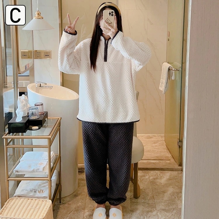 パジャマ もこもこ ルームウェア あたたかい かわいい 長袖 レディース 長ズボン 冬 上下セット 防寒 寝巻き ナイトウェア 部屋着 パーカー ナイトウエア 可愛い 暖かい あったか ふわもこ 高品