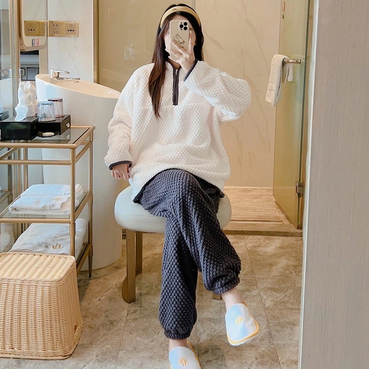 パジャマ もこもこ ルームウェア あたたかい かわいい 長袖 レディース 長ズボン 冬 上下セット 防寒 寝巻き ナイトウェア 部屋着 パーカー ナイトウエア 可愛い 暖かい あったか ふわもこ 高品