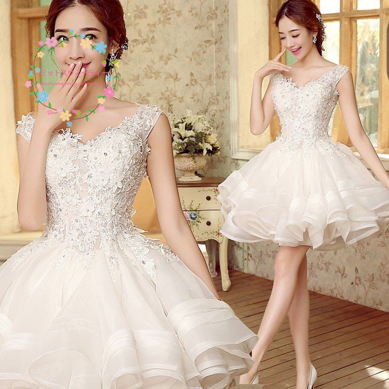ウェディングドレス ミニドレス 白 二次会 上品 ドレス 結婚式 ワンピース パーティードレス 花嫁 コンサート フォーマル ブライダル ウェディングドレス ミニドレス 白 二次会 上品 ドレス 結婚式 ワンピース パーティードレス 花嫁 コンサート フォーマル ブライダル