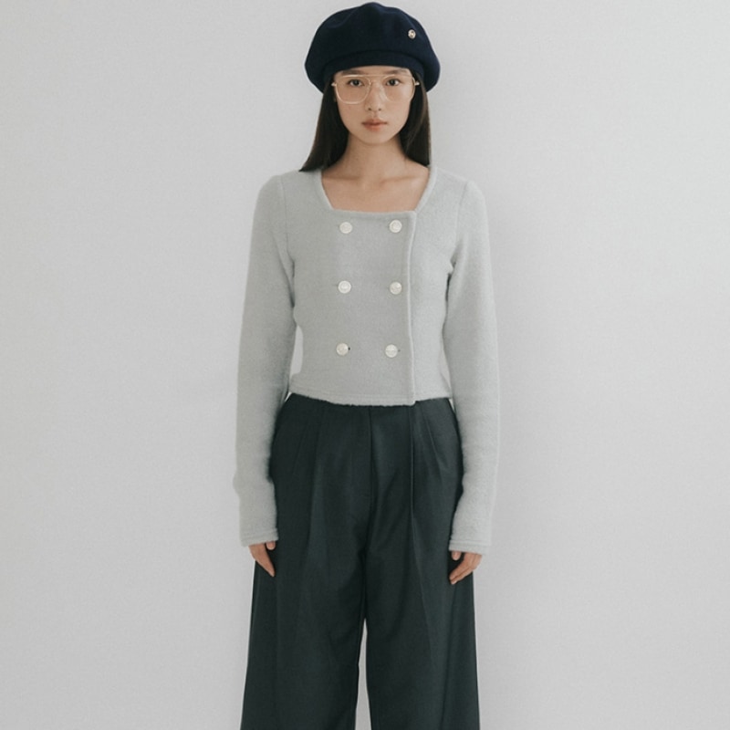 REORG OSON ダブルボタンロングスリーブ T シャツアッシュスカイブルー REORG OSON ダブルボタンロングスリーブ T シャツアッシュスカイブルー