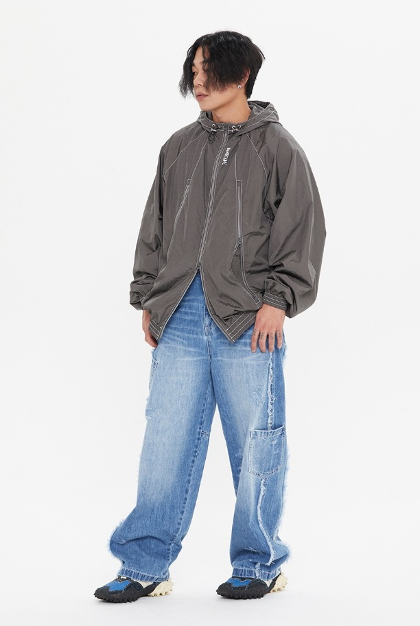 【ROMANTIC CROWN】24SS★ UTILITY HOOD WINDBREAKER UTILITY HOOD WINDBREAKER_BLACK | ROMANTIC CROWN