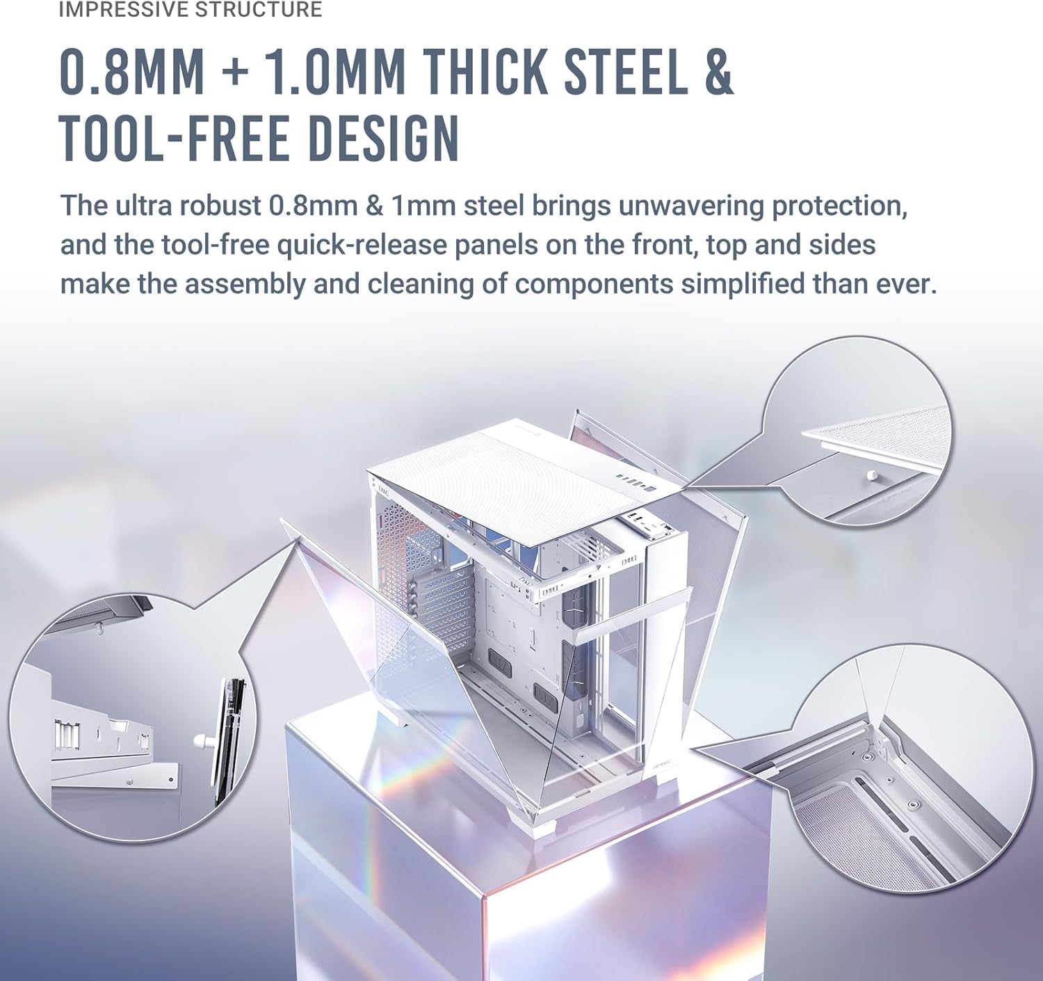 Constellation C8 ホワイト E-ATX フルタワーケースピラーレスフロントおよびリアガラスパネル搭載 Constellation C8 ホワイト E-ATX フルタワーケースピラーレスフロントおよびリアガラスパネル搭載