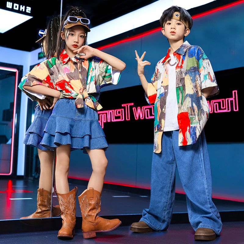 男の子の街のダンスのスーツのヒップホップのhiphopのドラムの演出服の子供の復古的な香港風の女の子の舞台のショーの服