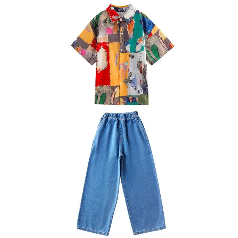 男の子の街のダンスのスーツのヒップホップのhiphopのドラムの演出服の子供の復古的な香港風の女の子の舞台のショーの服