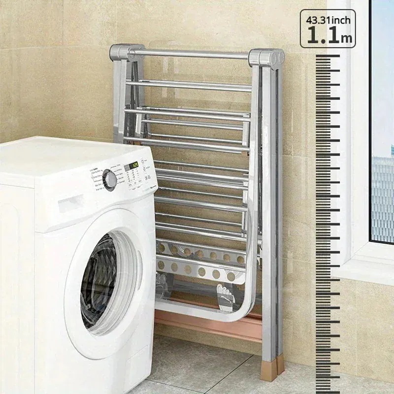 洗濯物を干すための1台の衣類乾燥ラック室内外兼用の折りたたみ可能な洗濯物ラック洗濯棒付きの省スペース衣類ラックバルコニーや寝室の衣類収納オーガナイザー 洗濯物を干すための1台の衣類乾燥ラック室内外兼用の折りたたみ可能な洗濯物ラック洗濯棒付きの省スペース衣類ラックバルコニーや寝室の衣類収納オーガナイザー