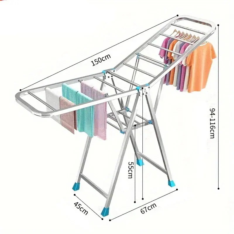 洗濯物を干すための1台の衣類乾燥ラック室内外兼用の折りたたみ可能な洗濯物ラック洗濯棒付きの省スペース衣類ラックバルコニーや寝室の衣類収納オーガナイザー 洗濯物を干すための1台の衣類乾燥ラック室内外兼用の折りたたみ可能な洗濯物ラック洗濯棒付きの省スペース衣類ラックバルコニーや寝室の衣類収納オーガナイザー