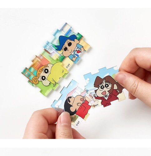 クレヨンしんちゃん アクリルキューブ パズル ピース キーリング (SET22種入) 韓国限定 かわいい