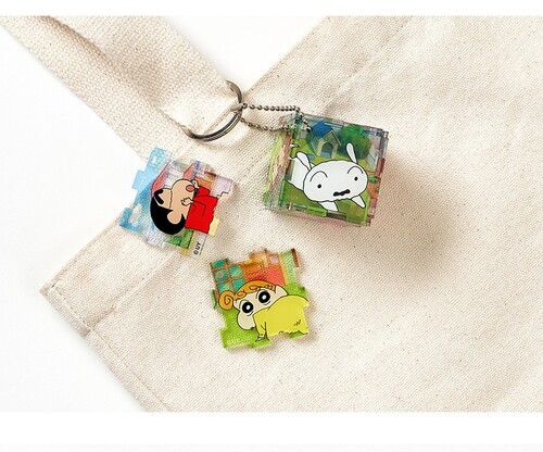 クレヨンしんちゃん アクリルキューブ パズル ピース キーリング (SET22種入) 韓国限定 かわいい