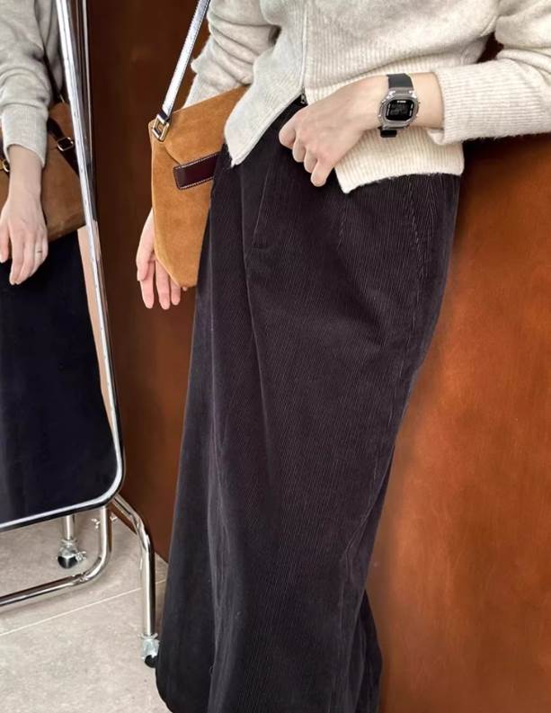 【送料無料】ワインレッド 灰色 グレー カラバリあり ハリ感 ふっくら ハイウエスト Aライン ロング丈 ひざ下 秋 レディース ボトムス