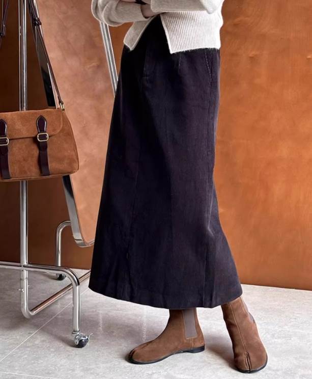 【送料無料】ワインレッド 灰色 グレー カラバリあり ハリ感 ふっくら ハイウエスト Aライン ロング丈 ひざ下 秋 レディース ボトムス