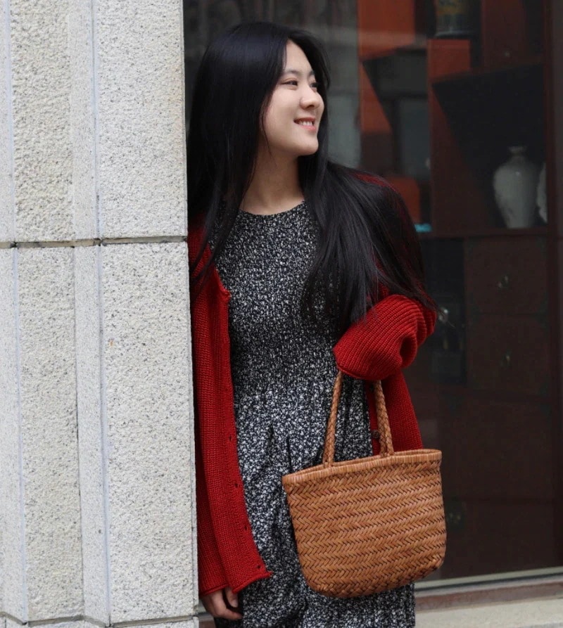 フレンチトランペット編みバッグ 本革 レディース レトロ トートバッグ フレンチトランペット編みバッグ 本革 レディース レトロ トートバッグ