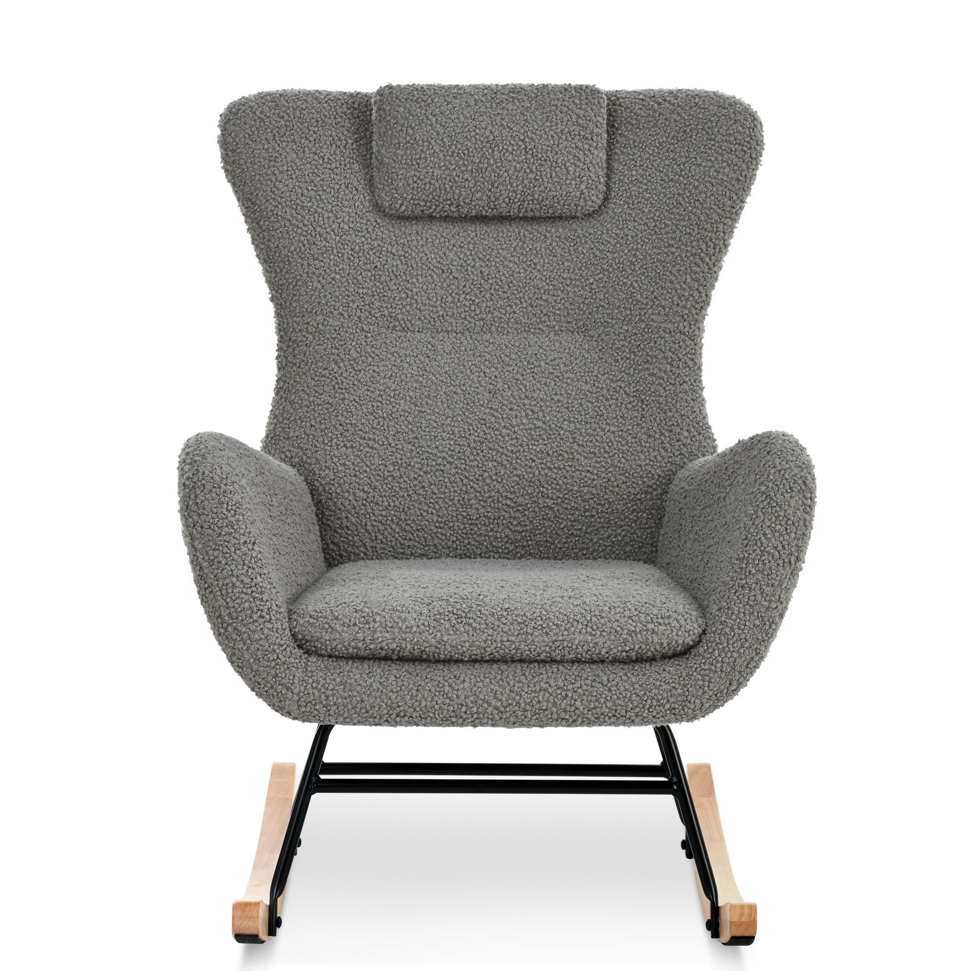 【国内出荷 - 3日配達】Rocking Chair Nursery, Teddy Upholstered Rocker Glider Chair with High Backrest, Adjust