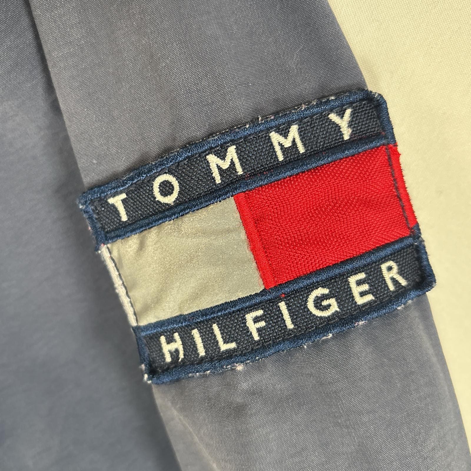 古着 90s/90年代 コットンナイロンジャケット フード付き 大きいサイズ XL ネイビー マルチカラー メンズ