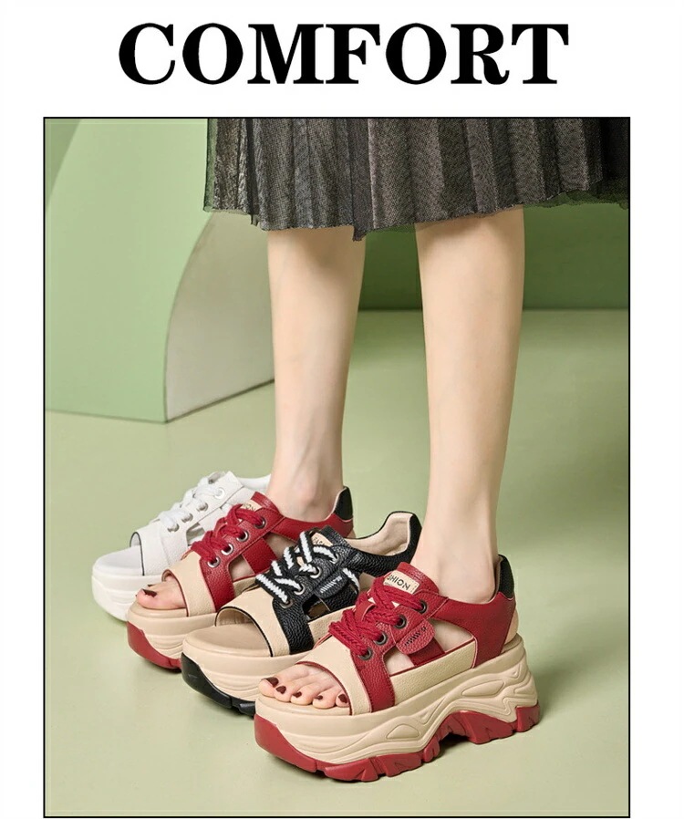 厚底サンダル レディース スニーカー 革 ハイヒール7.5cm 厚底 スポーツサンダル サンダル プラットフォームシューズ ビーチサンダル サンダル レディースサンダル ぺたんこ 厚底靴 シューズ ア
