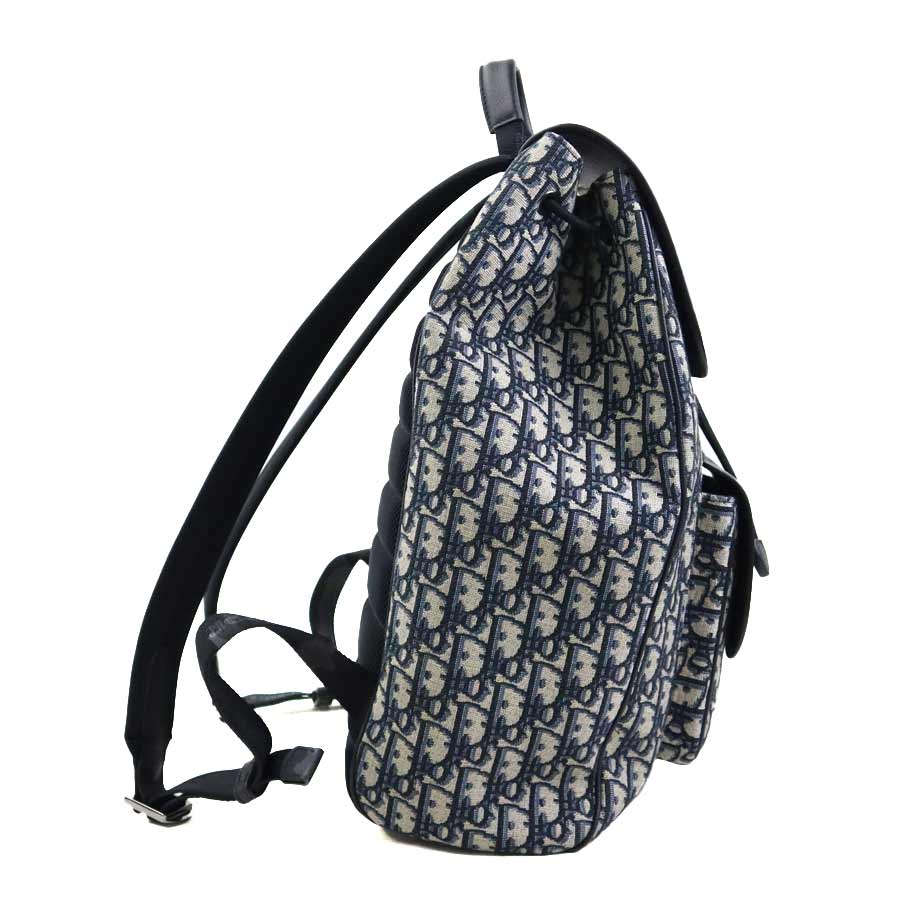 クリスチャンディオール Christian Dior リュック オブリーク サドル キャンバス/レザー ネイビー メンズ 90171k クリスチャンディオール Christian Dior リュック オブリーク サドル キャンバス/レザー ネイビー メンズ 90171k