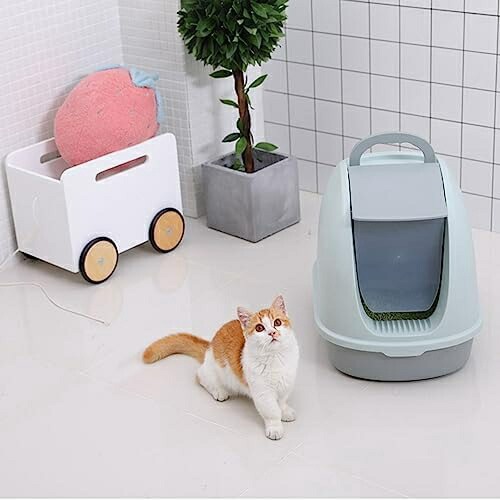 猫トイレ ドーム型 大きい ネコトイレ 猫用トイレ本体 大容量 大きめ 大型ネコのトイレ おしゃれ 人気 スコップ付き 猫砂の飛び散り防止 掃除簡単 清掃便利 清潔セット 丸洗い可能 50x39x41