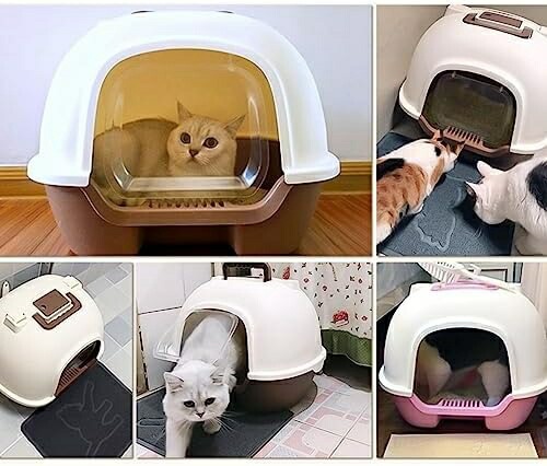 猫トイレ ドーム型 大きい ネコトイレ 猫用トイレ本体 大容量 大きめ 大型ネコのトイレ おしゃれ 人気 スコップ付き 猫砂の飛び散り防止 掃除簡単 清掃便利 清潔セット 丸洗い可能 50x39x41