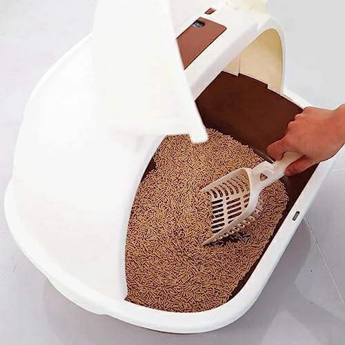 猫トイレ ドーム型 大きい ネコトイレ 猫用トイレ本体 大容量 大きめ 大型ネコのトイレ おしゃれ 人気 スコップ付き 猫砂の飛び散り防止 掃除簡単 清掃便利 清潔セット 丸洗い可能 50x39x41