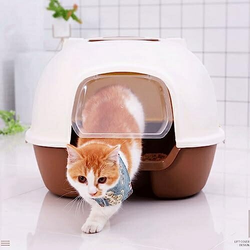 猫トイレ ドーム型 大きい ネコトイレ 猫用トイレ本体 大容量 大きめ 大型ネコのトイレ おしゃれ 人気 スコップ付き 猫砂の飛び散り防止 掃除簡単 清掃便利 清潔セット 丸洗い可能 50x39x41