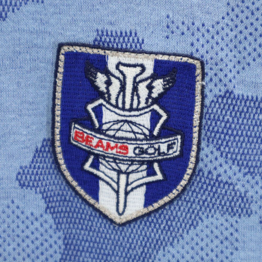 日本製 総柄 ゴルフ 半袖 ポロシャツ S ブルー系 メンズ