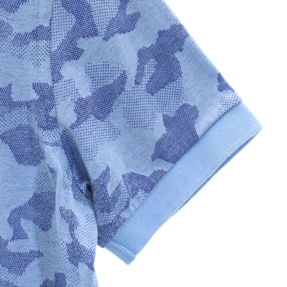 日本製 総柄 ゴルフ 半袖 ポロシャツ S ブルー系 メンズ