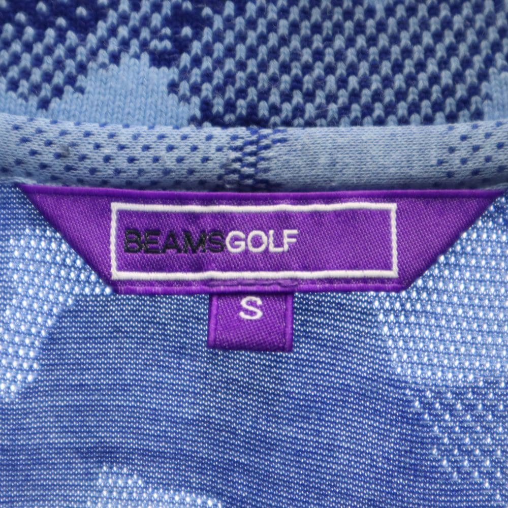 日本製 総柄 ゴルフ 半袖 ポロシャツ S ブルー系 メンズ