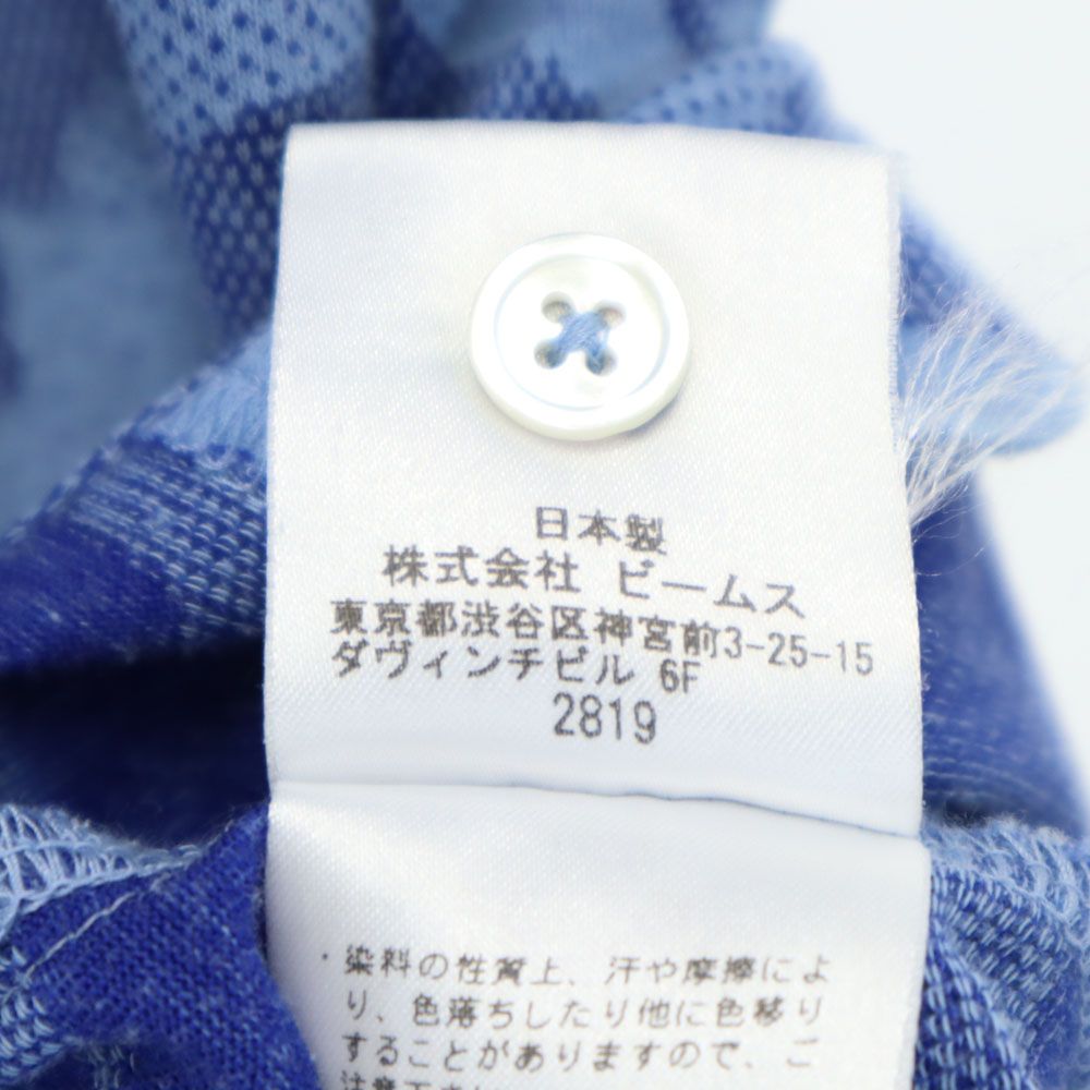 日本製 総柄 ゴルフ 半袖 ポロシャツ S ブルー系 メンズ