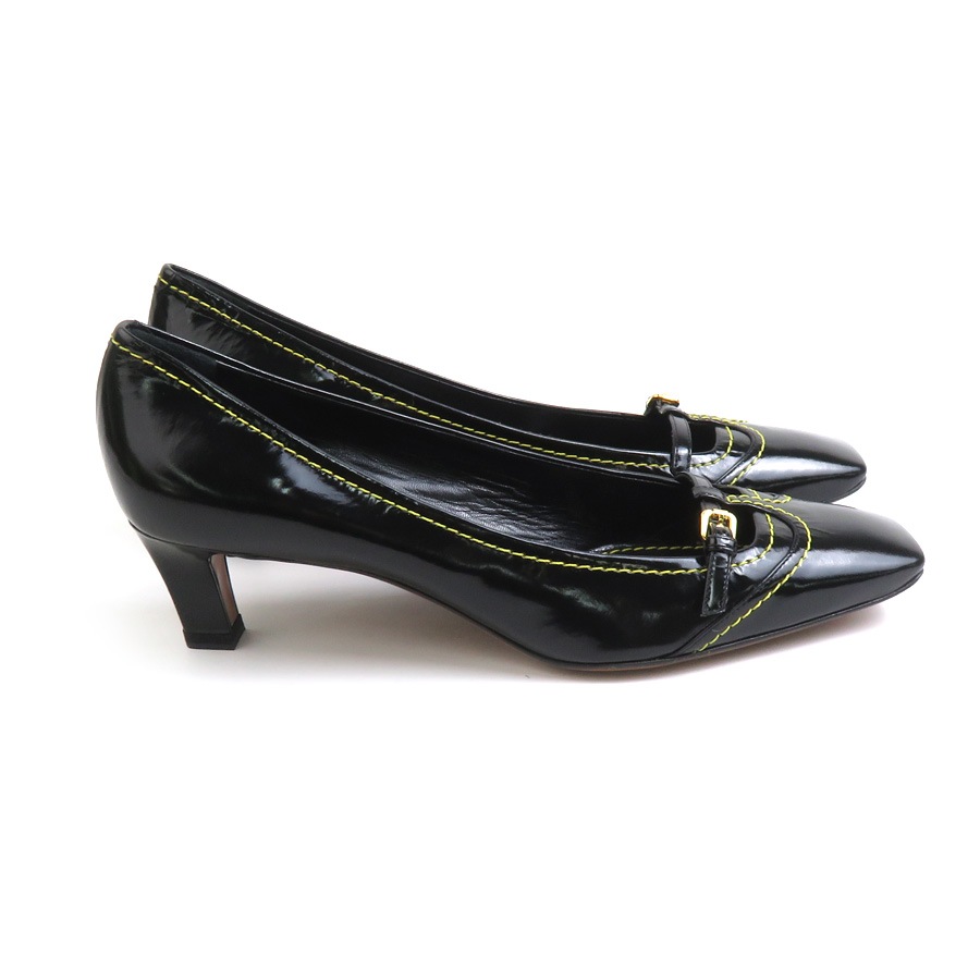 ルイ ヴィトン LOUIS VUITTON パンプス レザー ブラック/イエロー