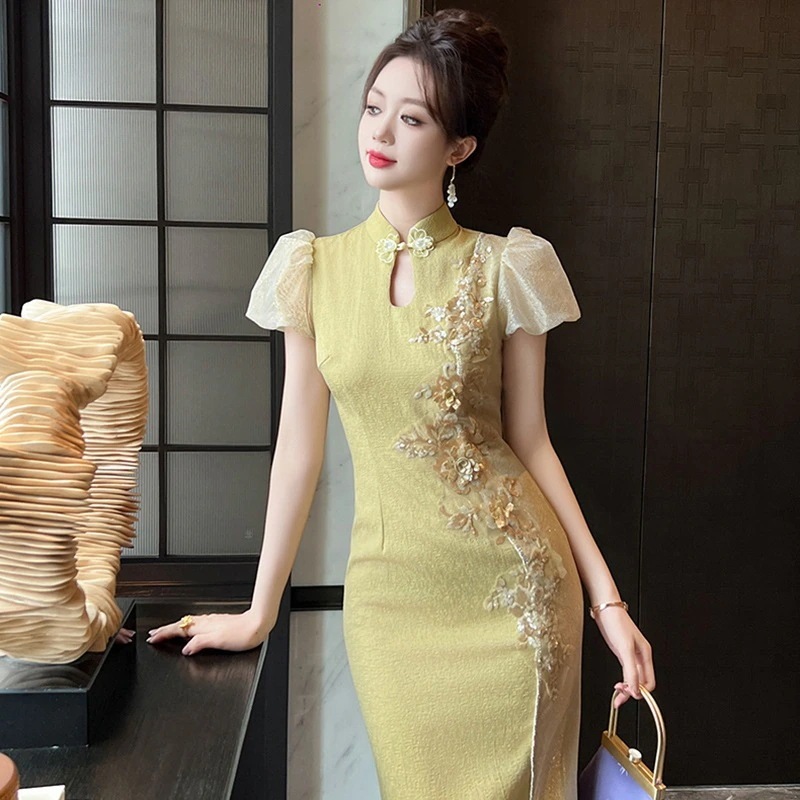 【JY.上品】 刺繍 チャイナドレス フリル ドレス パーティードレス着痩せ 大人 お呼ばれ 同窓会 披露宴 卒業式 結婚式 ウェディング 二次会 成人式 【JY.上品】 刺繍 チャイナドレス フリル ドレス パーティードレス着痩せ 大人 お呼ばれ 同窓会 披露宴 卒業式 結婚式 ウェディング 二次会 成人式