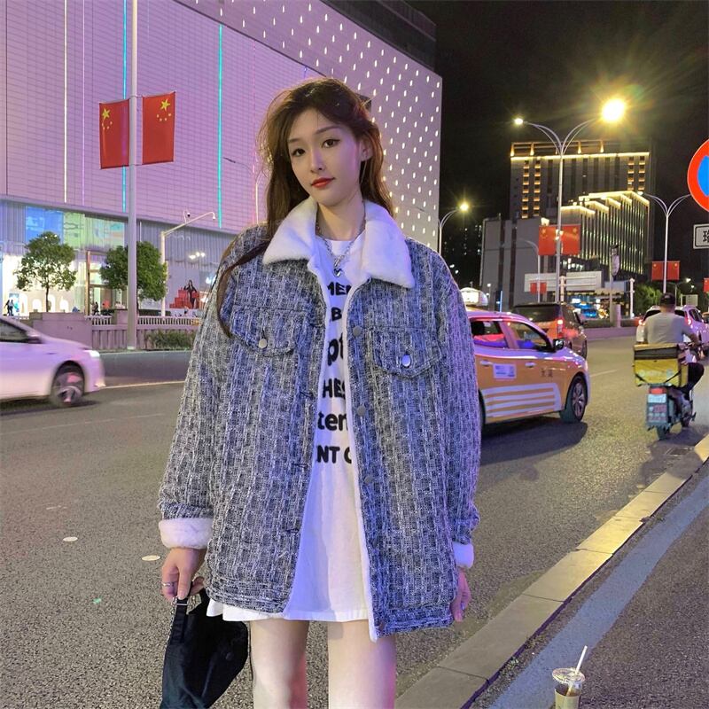 アウター ジャケット フリース 厚手 襟付き ポロカラー ボタン シングルブレスト ルーズ