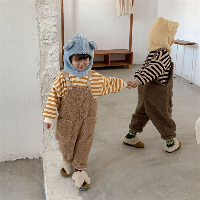 【在庫一掃セ一ル】【年中キャンペ一ン】サロペット ボア もこもこ ベビー服 男の子 女の子 こども服 オーバーオール キッズ 秋冬 秋 冬 春 ズボン サスペンダー ロンパース 子供服 子ども服 ロン