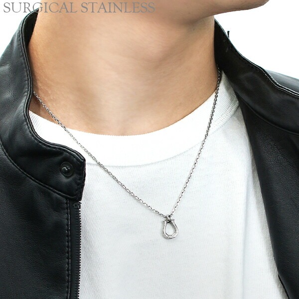 Sepia 馬蹄 シンプル ハワイアン ダイヤモンド サージカルステンレス ネックレス メンズ