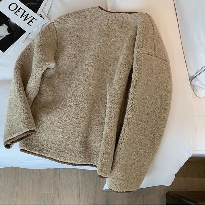 ボアブルゾン レディース ジャケット ノーカラー フリースジャケット パイピング バイカラー アウター ボアブルゾン レディース ジャケット ノーカラー フリースジャケット パイピング バイカラー アウター