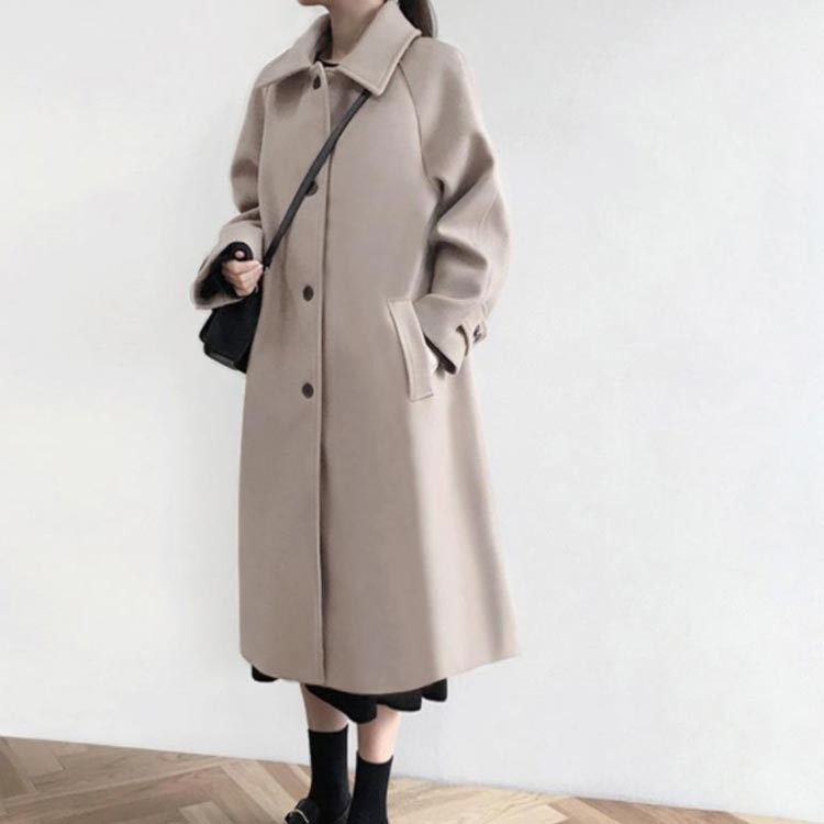 チェスターコートウール調ロングコート中綿キルト女性ウールライク裏地中綿ロング丈ウール調レディースアウター通勤通学おしゃれきれいめ秋冬ステンカラーコート