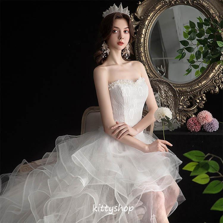 ブライダルドレス ウェディングドレス ビスチェドレス 白 ノースリーブ 海外挙式 二次会ドレス セクシー 前短後長 トレーンドレス キラキラ 素敵 オフショルダー ブライダルドレス ウェディングドレス ビスチェドレス 白 ノースリーブ 海外挙式 二次会ドレス セクシー 前短後長 トレーンドレス キラキラ 素敵 オフショルダー