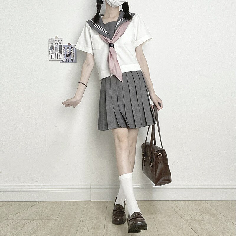涼しく楽ちんセットアップ韓国ファッション jk制服 セーラー服 大学生風スーツ ミドルスーツ