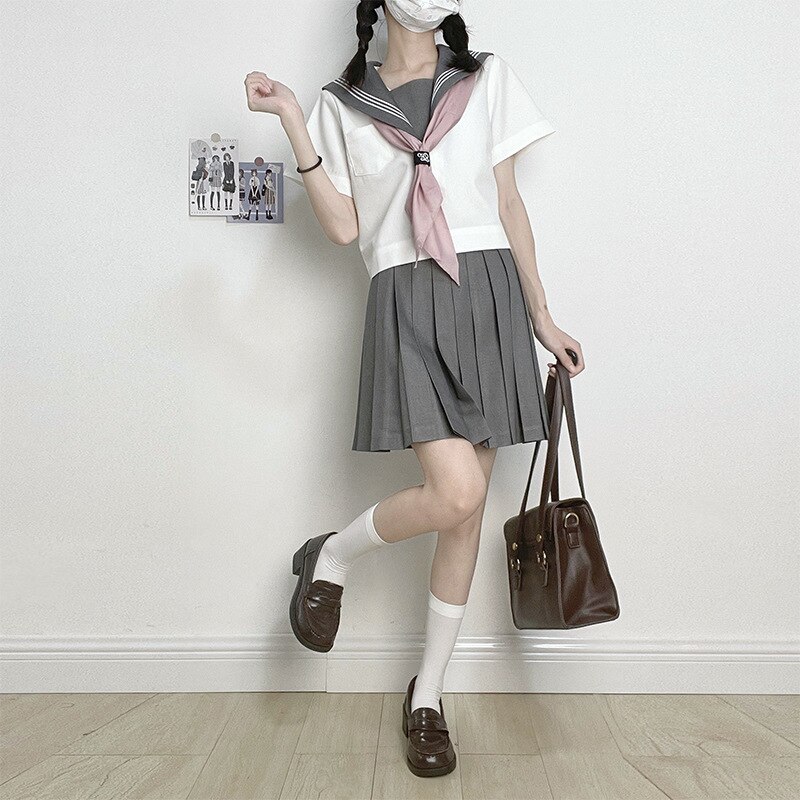 涼しく楽ちんセットアップ韓国ファッション jk制服 セーラー服 大学生風スーツ ミドルスーツ