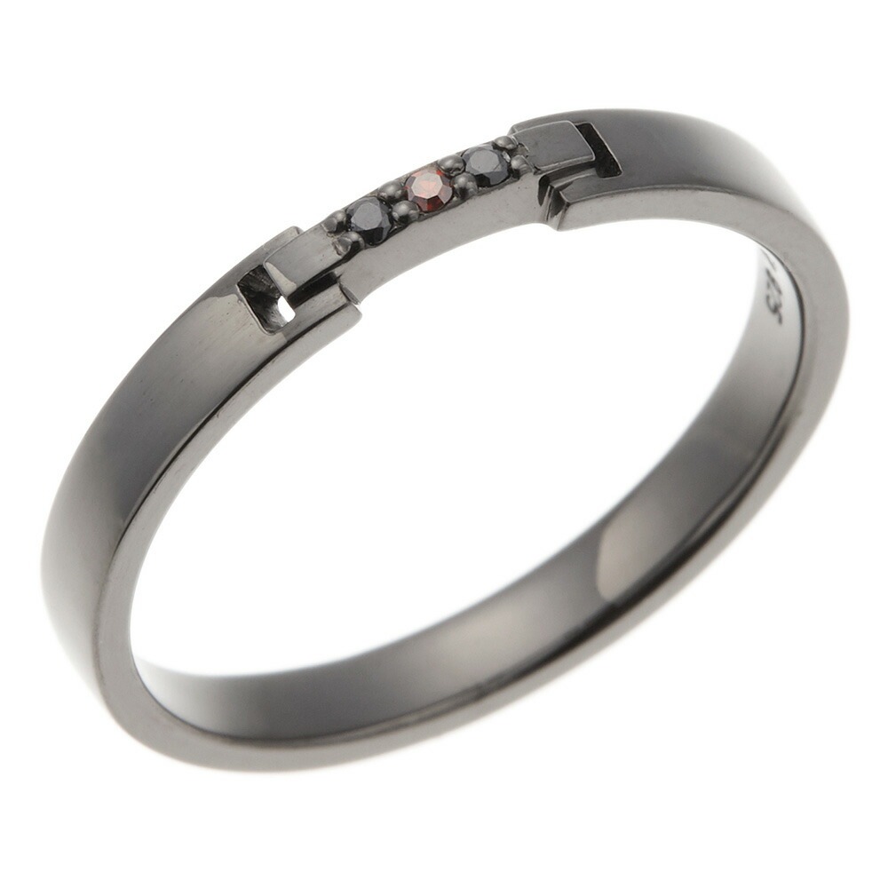 リング メンズ レッドダイアモンド ブラックキュービックジルコニア シルバー925製 ハート 四つ葉